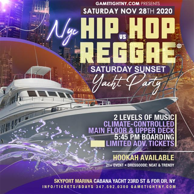 NYC Hip Hop vs Reggae® Sunset Cruise Skyport Marina Cabana
