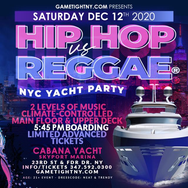 Hip Hop vs Reggae® NYC Sunset Cruise Skyport Marina Cabana Yacht