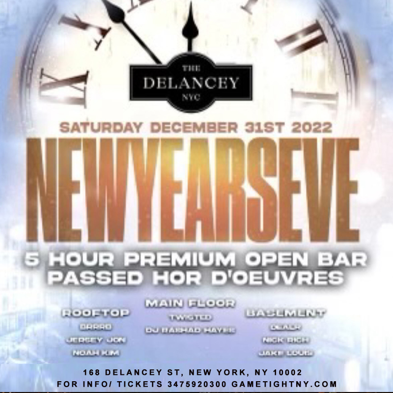 The Delancey NYC New Year's Eve party 2023