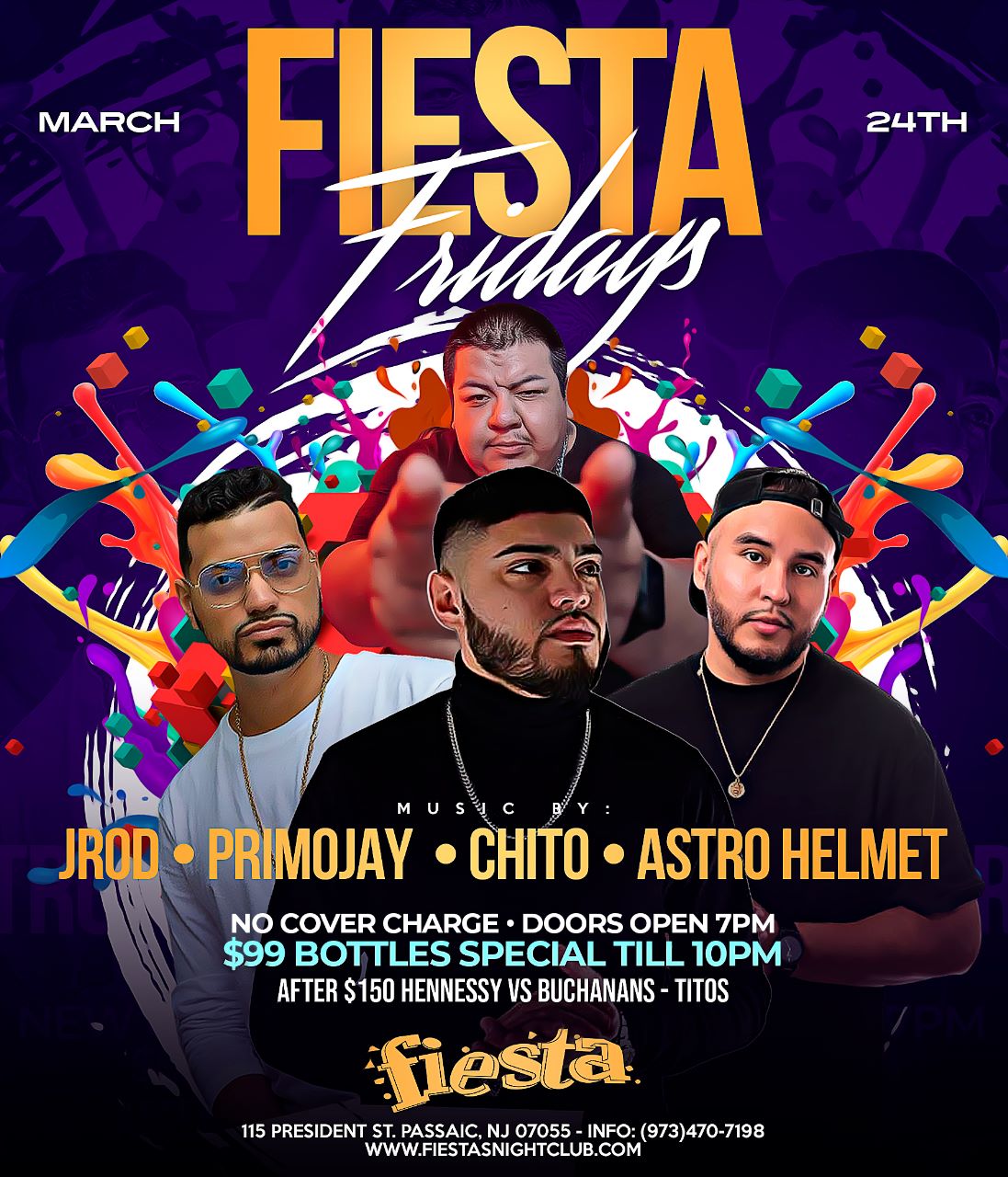 FIESTA FRIDAYS, MUSIC BY: JROD, PRIMOJAY, CHITO, ASTRO HELMET