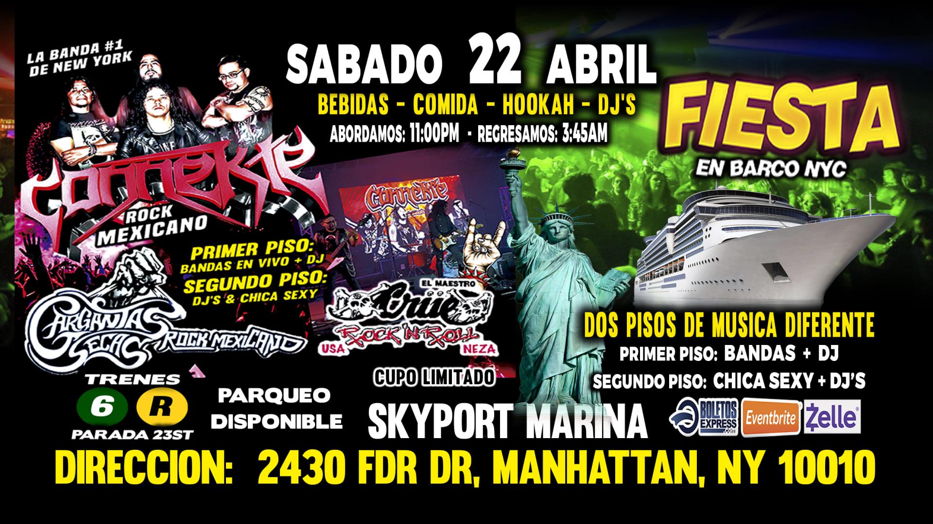 Fiesta En Barco + Bandas De Rock + Chica Sexy + Radio Dj's + New York