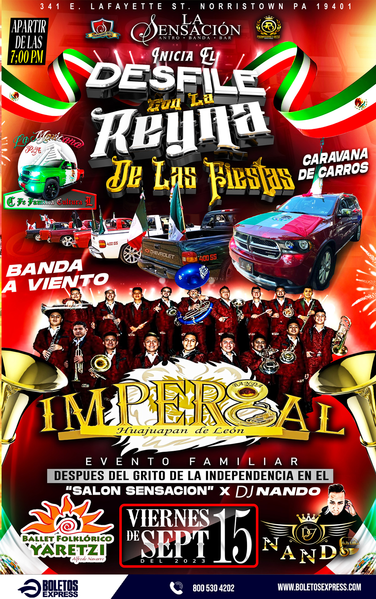 DESFILE CON LA REYNA DE LAS FIESTAS BANDA LA IMPERIAL HUAJUAPAN DE