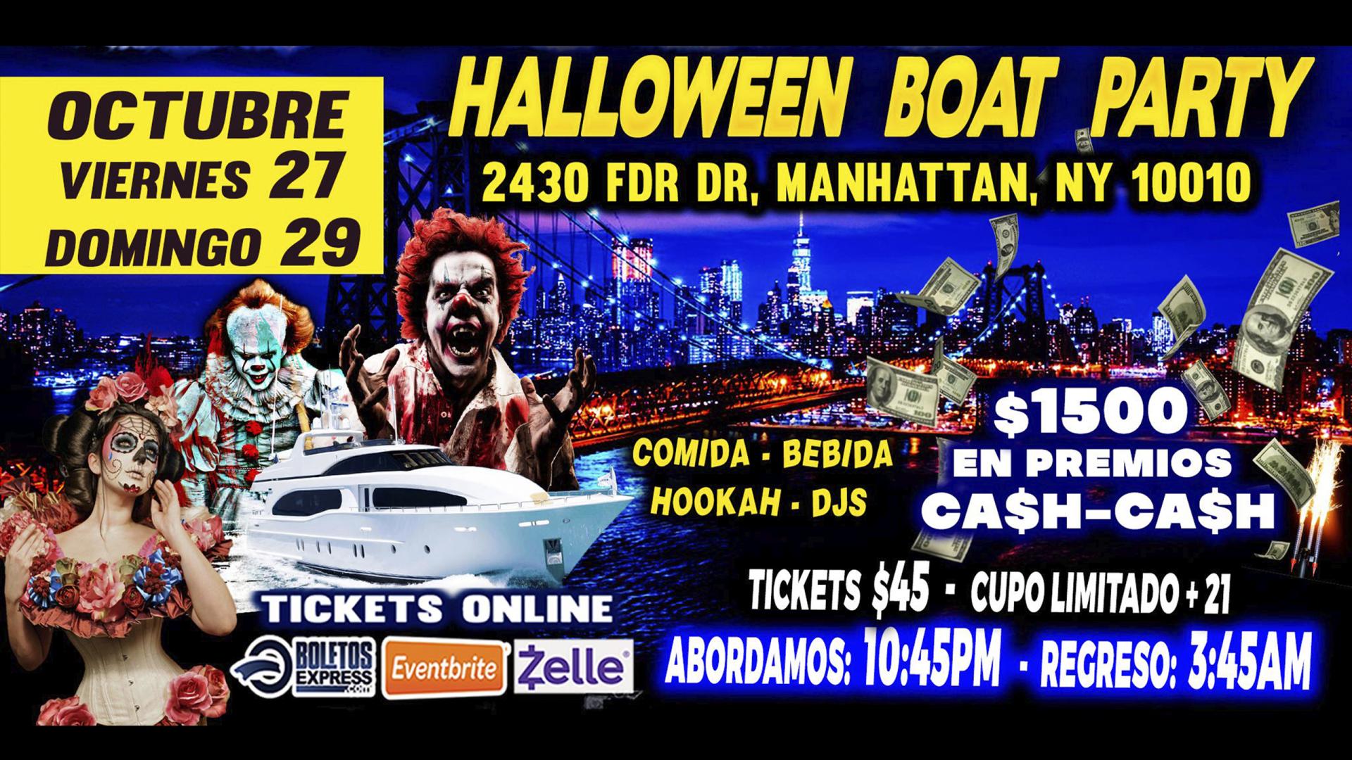 HALLOWEEN BOAT PARTY + 1500 CASH EN PREMIOS + RADIO DJS Tickets