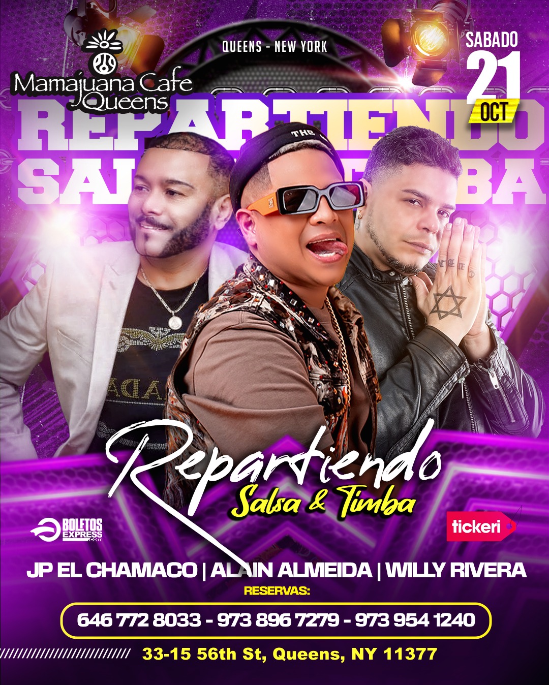 JP EL CHAMACO-WILLY RIVERA-ALAIN ALMEIDA EN NEW YORK