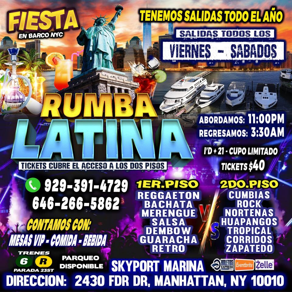 RUMBA LATINA EN BARCO + RADIO DJ'S + MANHATTAN NY