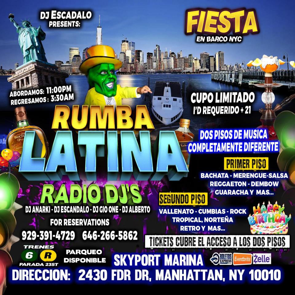 RUMBA LATINA EN BARCO + RADIO DJ'S + MANHATTAN NY