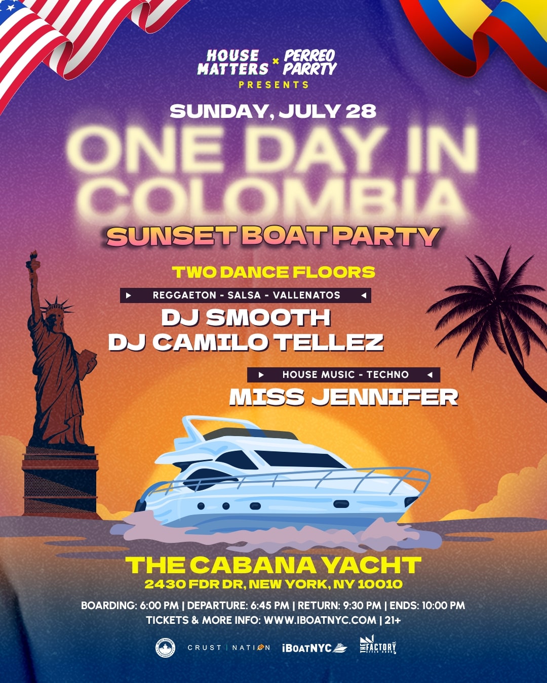 One Day in Colombia Sunset Boat Party - House v Reggaeton & Latin Cruise