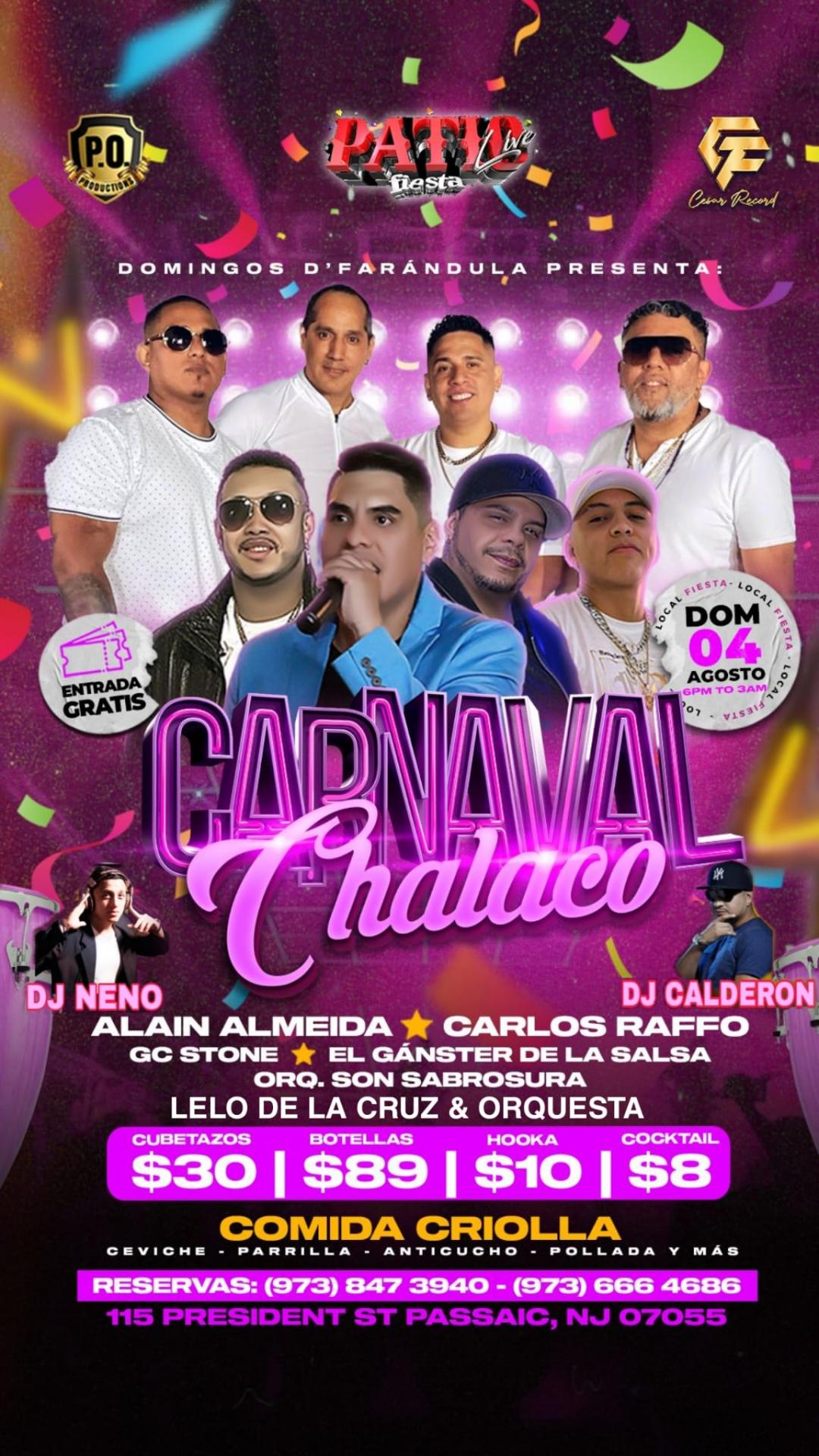 ALAIN ALMEIDA, CARLOS RAFFO, GC STONE, EL GANSTER DE LA SALSA, ORQ. CON SABROSURA,LELO DE LA CRUZ Y ORQUESTA, DJ NENO, DJ CALDERON