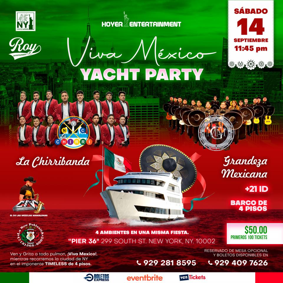 Fiesta de Independencia de México en barco