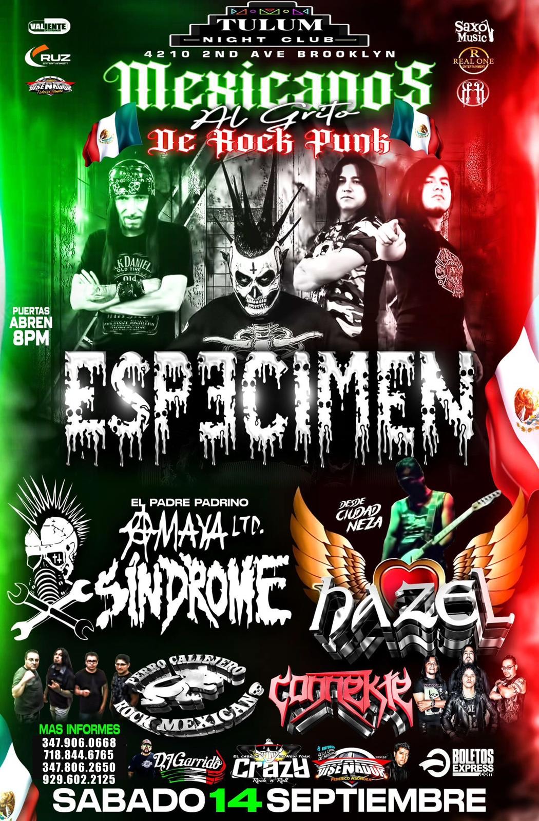 Especimen, Sindrome del punk, Hazel y mas.