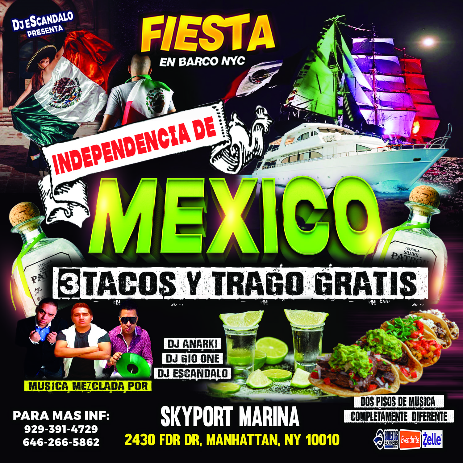 Independencia de México En Barco + Tacos y Tequila Gratis + BARCO CABANA