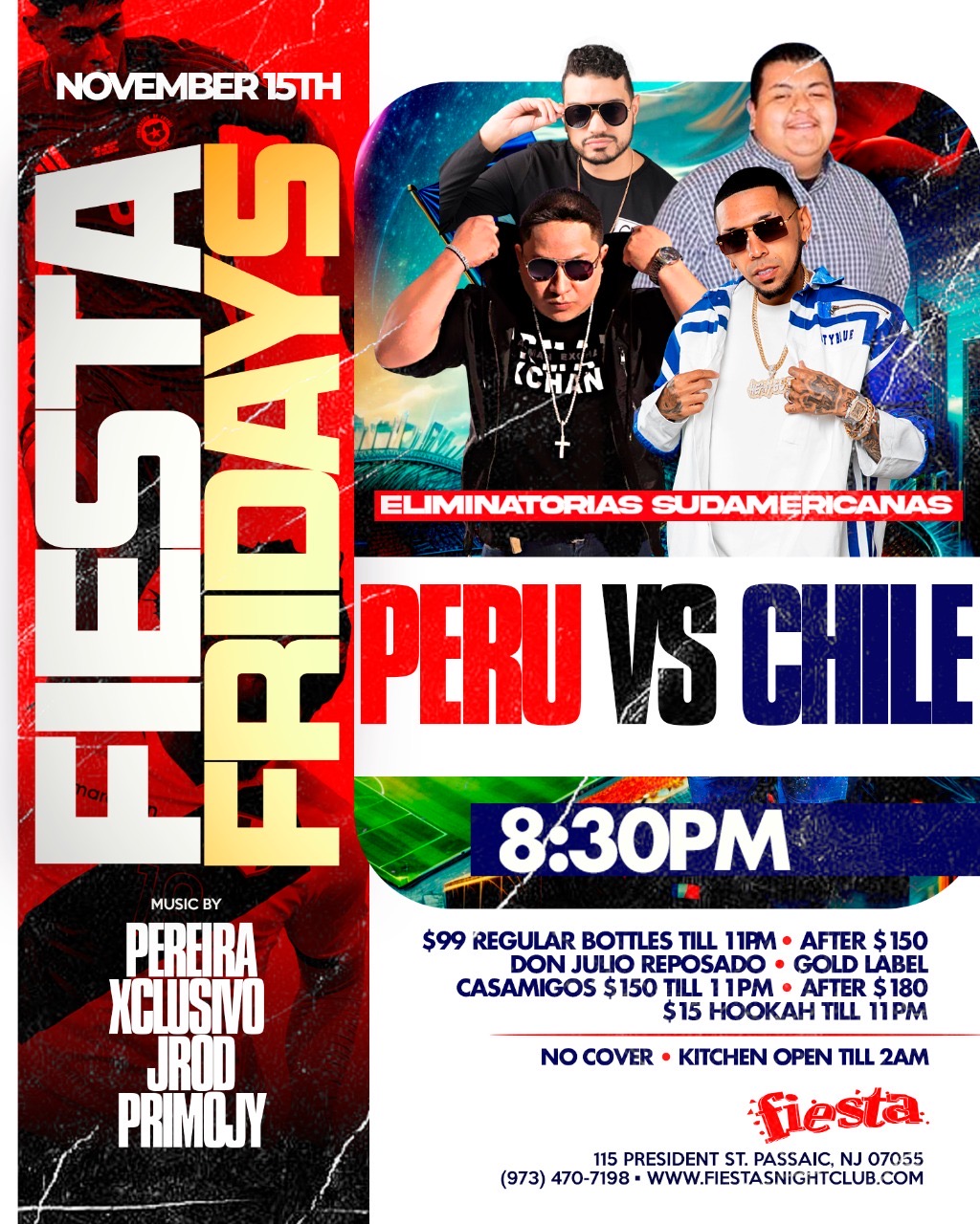 DJ PEREIRA, DJ XCLUSIVO, DJ JROD, DJ PRIMOJAY, PARTIDO PERU VS CHILE